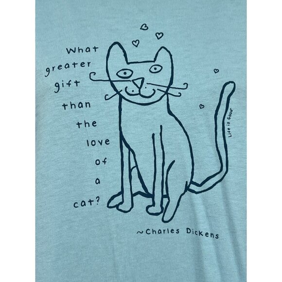 Life Is Good Womens Crusher Tee Love Of A Cat Blue Size Medium M NWT New - Picture 3 of 8